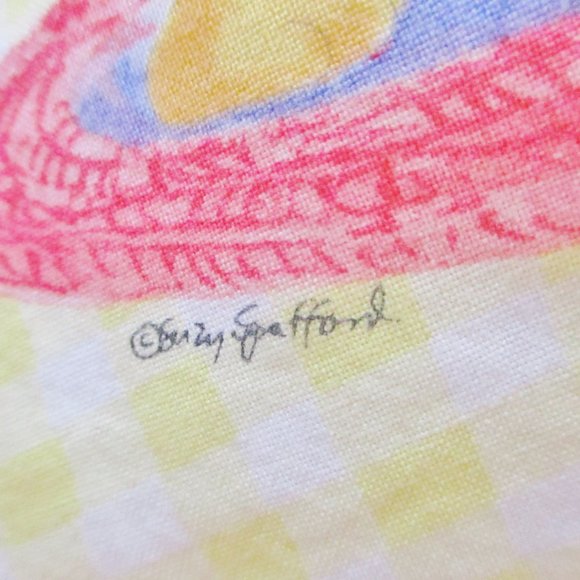 Vtg. Suzy Spafford Baby Blanket Throw Nursery Decor Yellow, Baby Ducks, Red Trim - Picture 9 of 13